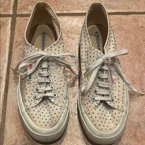 Superga Women's Glitter Sneakers - Cream 9.5